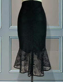 Women's Black Lace Midi Skirt, S1038963 - TUZZUT Qatar Online Shopping