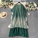 2 Pcs Women's Short Sleeve Geometry Arabian Set  521649 - TUZZUT Qatar Online Shopping