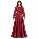 Women’s Burgundy Satin-Effect Side-Tie Maxi Dress D-24