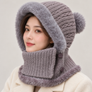 Women’s Knitted Winter Hood with Plush Trim