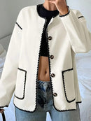 Women's Oversized Button Knit Sweater Coat   B382569 - TUZZUT Qatar Online Shopping