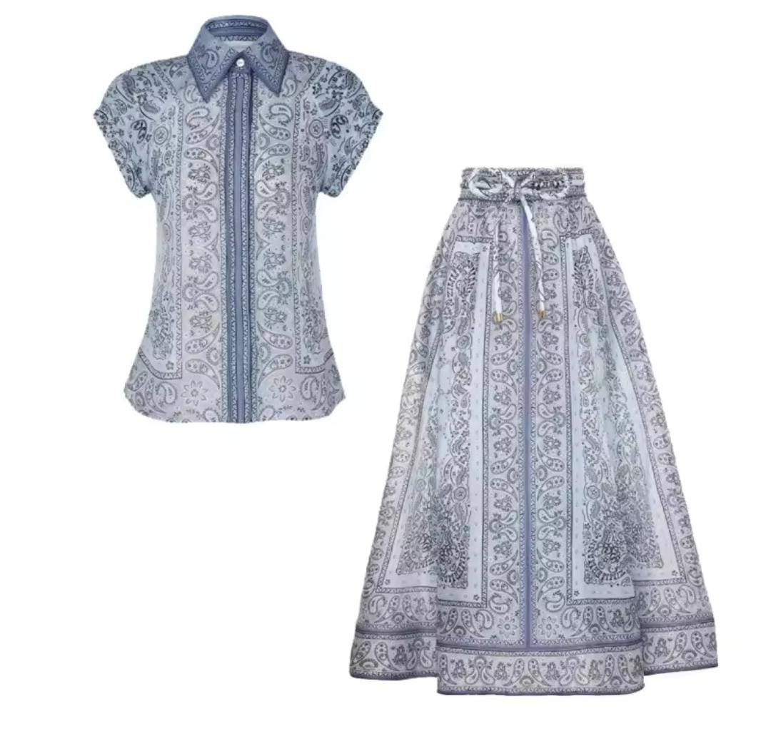 Women's Summer New Top Long Half Skirt Set B-312623 Women's Summer New Top Long Half Skirt Set B-312623