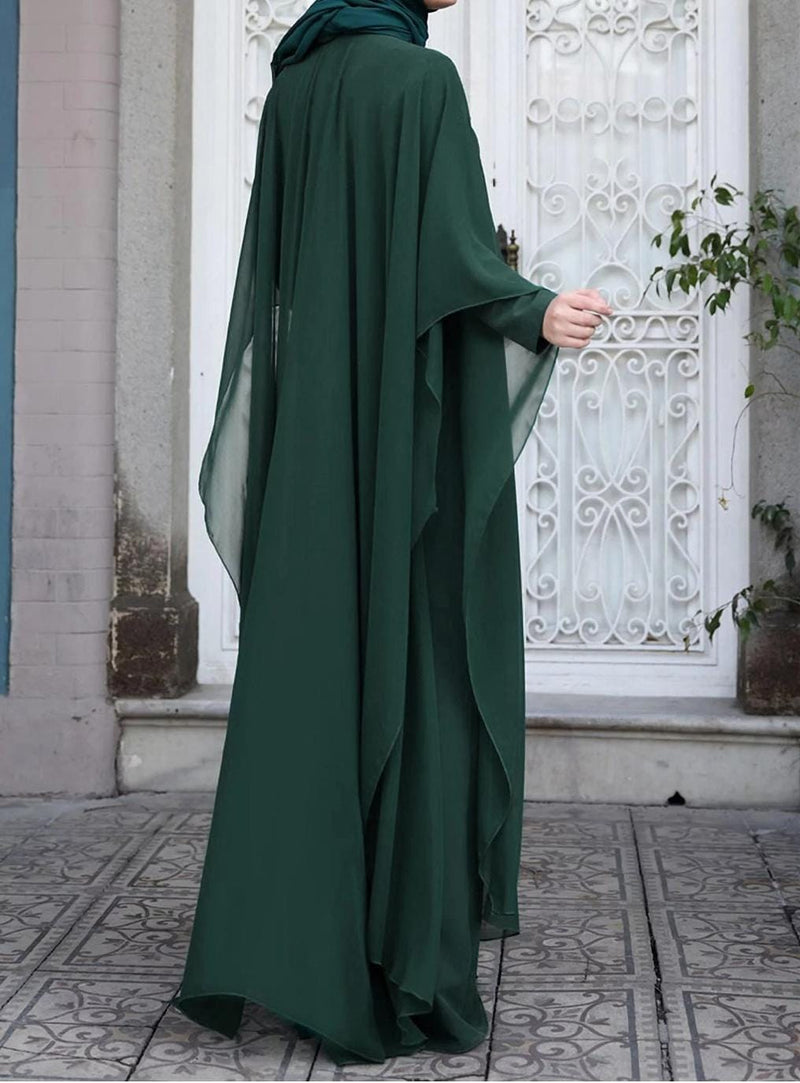 ZANZEA Womens Muslim Islamic Abaya Batwing Robe Party Gown Elegent Plain Long Maxi Dress 2PCS S3493742