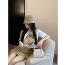 Women's Vintage V-Neck Short Sleeve T-Shirt  408642 - TUZZUT Qatar Online Shopping