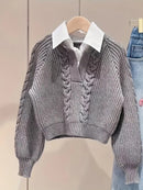 Womens Twist Knit Casual Collar Long Sleeve Sweater 64260 - TUZZUT Qatar Online Shopping