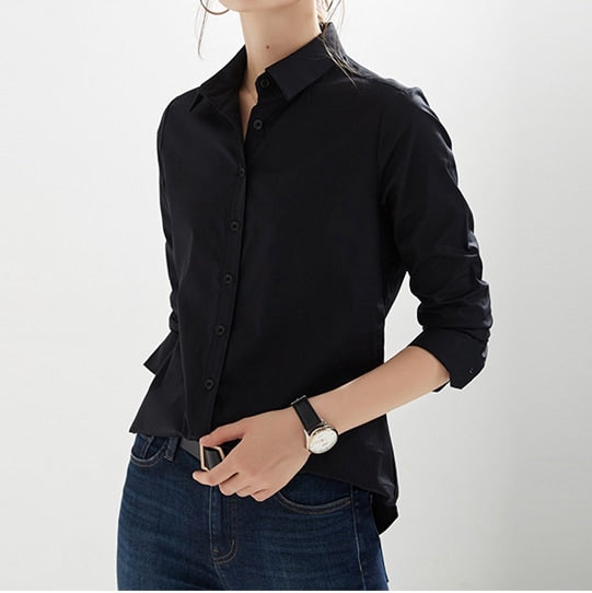 Women's Long Sleeve Solid Color Shirts & Blouses M 365064