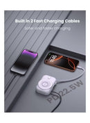 Moxedo Snap-On Wireless Charging Power Bank 8000mAh 15W PD Fast Charging Portable Charger with Built-in USB-C Cable - Purple - TUZZUT Qatar Online Shopping