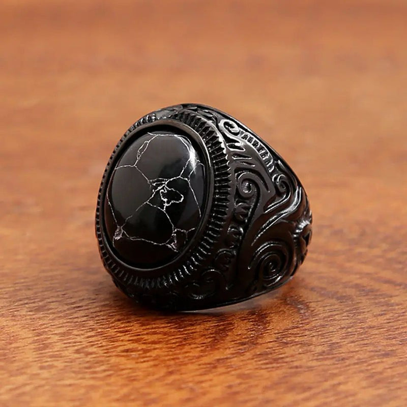 Gothic Vintage Stainless Steel Black Stone Ring For Men Women Size 10-S4713307 - Tuzzut.com Qatar Online Shopping
