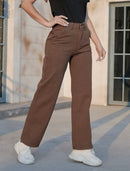 Brown Denim Jeans Women Loose Fitting Pants 442818 M - TUZZUT Qatar Online Shopping