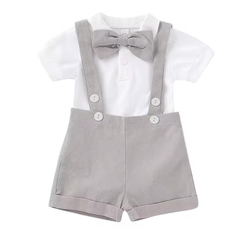 Baby Short Sleeve Romper+Suspender Pant Toddler 2PCS Outfits    127846 - TUZZUT Qatar Online Shopping
