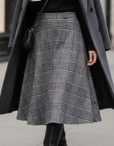 Wool Blend Midi Skirt 70997 - TUZZUT Qatar Online Shopping