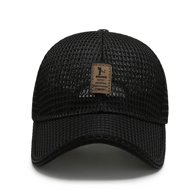 Men's Baseball Cap Summer Breathable Mesh Sun Hat Fashion Leather Label UV Protection Tennis Golf Hat S1543818