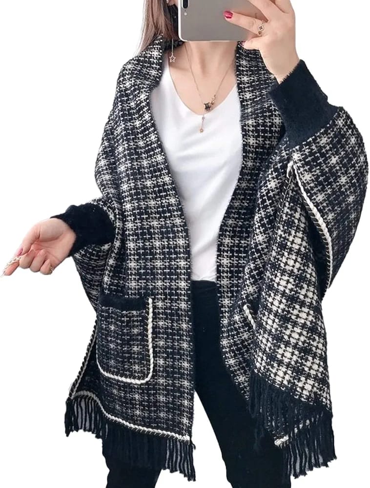Women Pocket Shawl Woven Tassel Shawl S735110 Women Pocket Shawl Woven Tassel Shawl S735110