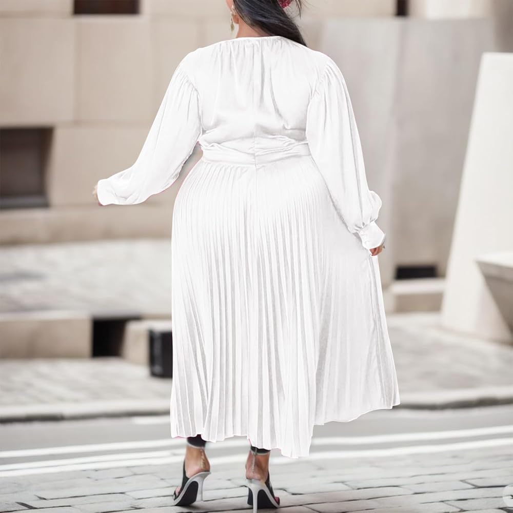 Womens Elegant Plus Size Crew Neck Pleated Maxi Dress Fall Winter Swing Dresses Casual Solid Color Long Sleeve Dress 92210707 Womens Elegant Plus Size Crew Neck Pleated Maxi Dress Fall Winter Swing Dresses Casual Solid Color Long Sleeve Dress 92210707