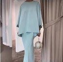 Elegant Long Dress Two-Piece Suit Women's Fashionable Solid Color Top Turkey Style Cross-Border Middle East Fashion Clothing     S6187946 - TUZZUT Qatar Online Shopping