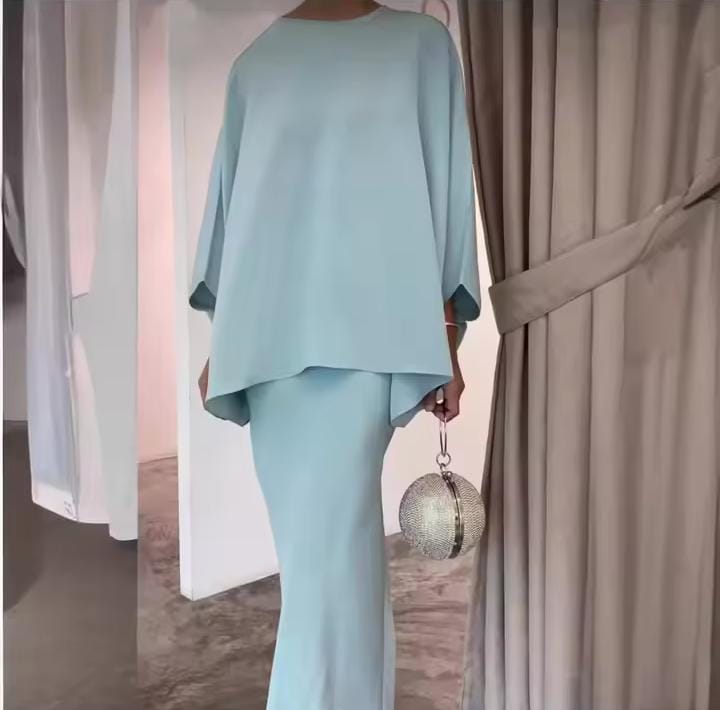 Elegant Long Dress Two-Piece Suit Women's Fashionable Solid Color Top Turkey Style Cross-Border Middle East Fashion Clothing S6187946 Elegant Long Dress Two-Piece Suit Women's Fashionable Solid Color Top Turkey Style Cross-Border Middle East Fashion Clothing S6187946