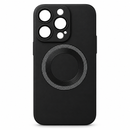 IP 14PRO Black Magnetic Phone Case with Circular Magnetic Ring & Camera Protection MF1991