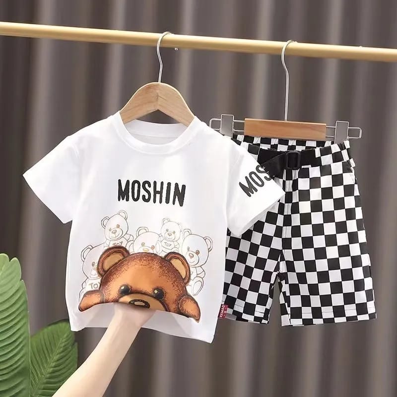 Baby Boy Clothing Suit 2023 Summer New Kids Cartoon Little Bear Cotton T-shirt+Trousers Set Children Fashion Casual Sleeve Short X3377786 - Tuzzut.com Qatar Online Shopping