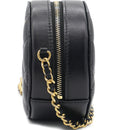 Round Clutch with Chain Lambskin Leather Black B9576 - TUZZUT Qatar Online Shopping