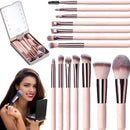 Rechargeable LED Light Mirror with 14 pieces Travel Makeup Brush Set - TUZZUT Qatar Online Shopping