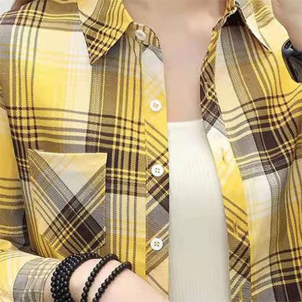 Women's Long Sleeve Striped/Checked/Polkadot/Weave Shirts & Blouses XL 364376