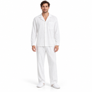 Men’s White Textured Long-Sleeve Shirt & Trousers Set MC-A29