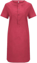 Women Collared Neck Short Sleeve Daily Button Down Shirt Dresses with Pocket     B80963 - TUZZUT Qatar Online Shopping