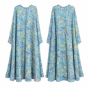 Women’s Aqua Blue Floral Paisley Maxi Kaftan Dress D-27