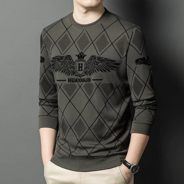 Men's Sweatshirt Trend Round Neck Long Sleeve T-Shirt  B-377344 - TUZZUT Qatar Online Shopping