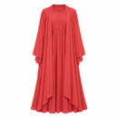 Women’s Coral Red Maxi Dress with Matching Flowing Overlay D-20