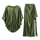 Olive Green Satin Batwing Top & Maxi Skirt Set MC-A21