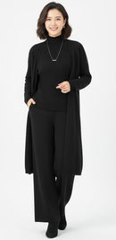 3-Piece Women Cardigan Suit Set Black 98498