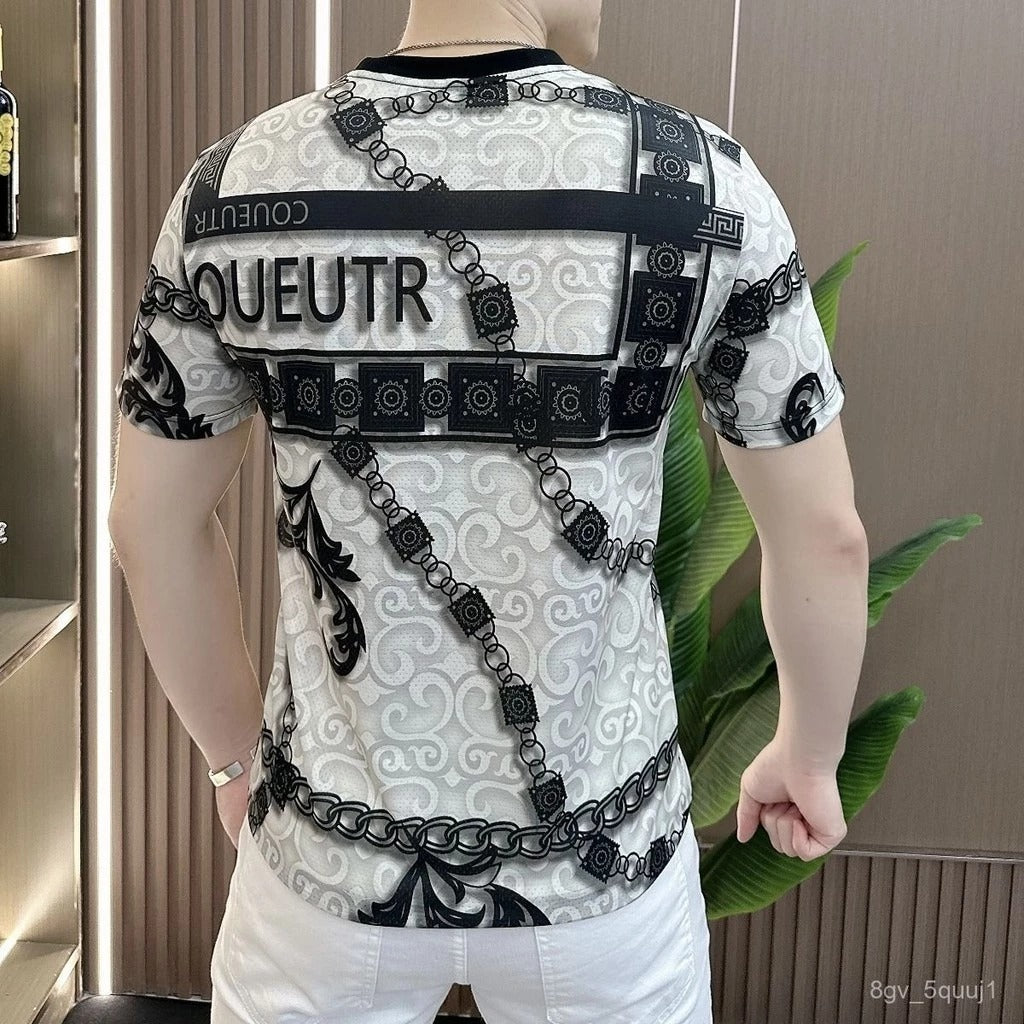 Men's Printed Letters Breathable Fashion High Quality All-Match Short Sleeve S56702 Men's Printed Letters Breathable Fashion High Quality All-Match Short Sleeve S56702