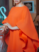 Batwing Sleeves Loose Solid Color Round-Neck Mini Dresses 115101 - TUZZUT Qatar Online Shopping