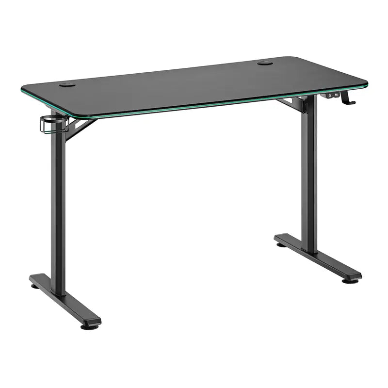 Carbon Fiber Tabletop RGB Lighting Edges Gaming Desk with Cup Holder and Headphone Hook- SH GMD08 1 Carbon Fiber Tabletop RGB Lighting Edges Gaming Desk with Cup Holder and Headphone Hook- SH GMD08 1