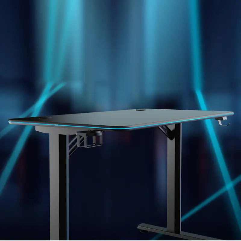 Carbon Fiber Tabletop RGB Lighting Edges Gaming Desk with Cup Holder and Headphone Hook- SH GMD08 1 Carbon Fiber Tabletop RGB Lighting Edges Gaming Desk with Cup Holder and Headphone Hook- SH GMD08 1