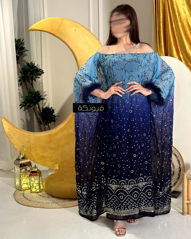 Womens Elegant free size jalabiya with embroidery Print Design Dress 38234 S - TUZZUT Qatar Online Shopping