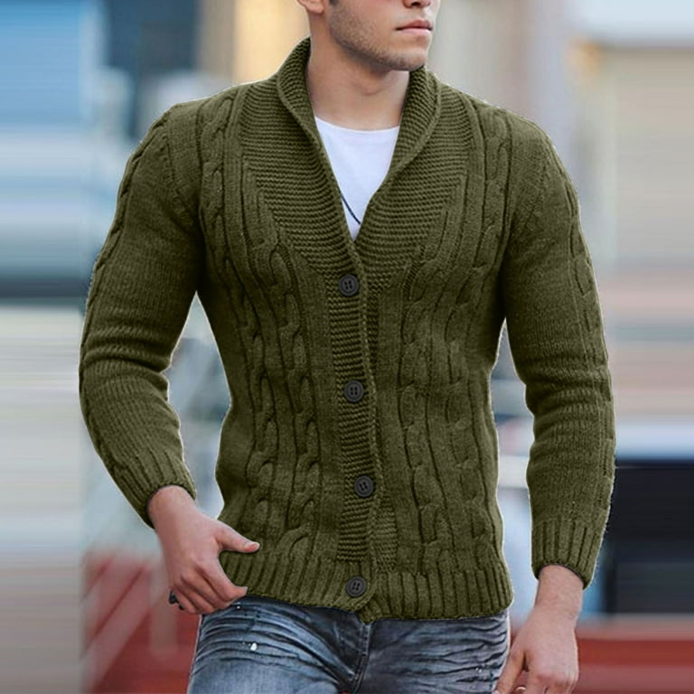 Men's Sweater Slim Fit Cardigan Knitted Single Breasted Button Winter Stand Collar Cardigan S4450721