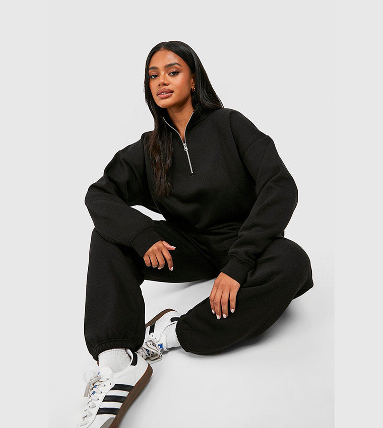 Black Melton Jogger Set JS321 Black Melton Jogger Set JS321