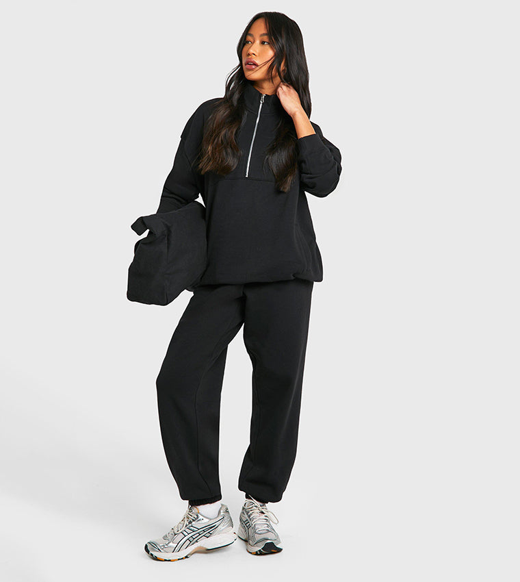 Black Melton Jogger Set JS321 Black Melton Jogger Set JS321