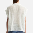 Off-White Knit Cap-Sleeve Top/Sweater 2528