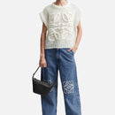 Off-White Knit Cap-Sleeve Top/Sweater 2528