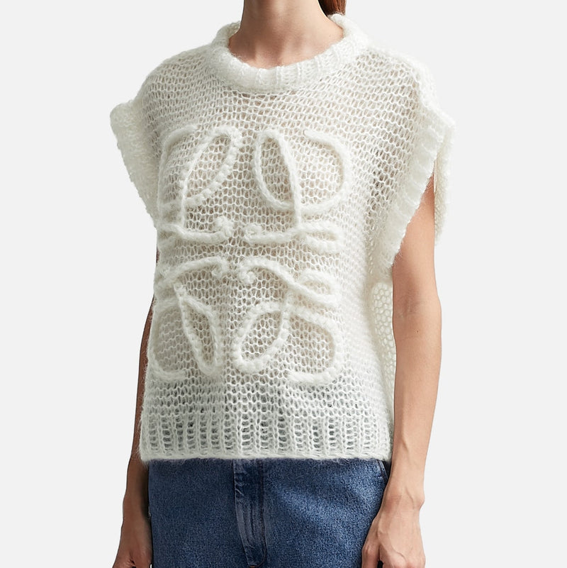 Off-White Knit Cap-Sleeve Top/Sweater 2528