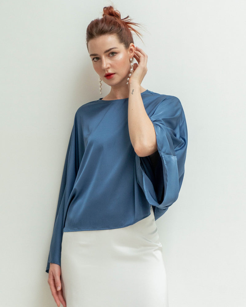 Womens Kaftan Top Satin Oversize Shirt Long Sleeves Blouse S4646116 4XL - TUZZUT Qatar Online Shopping