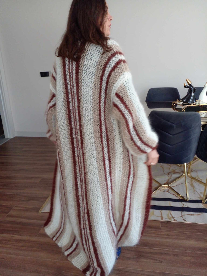Long Mohair Cardigan Long Cardigan Mohair Coat 96167 - TUZZUT Qatar Online Shopping