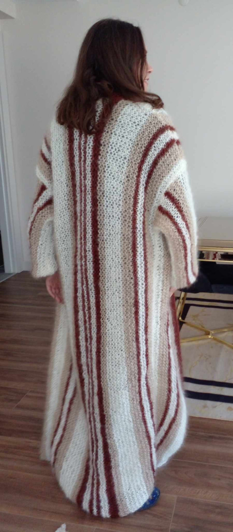 Long Mohair Cardigan Long Cardigan Mohair Coat 96167 - TUZZUT Qatar Online Shopping