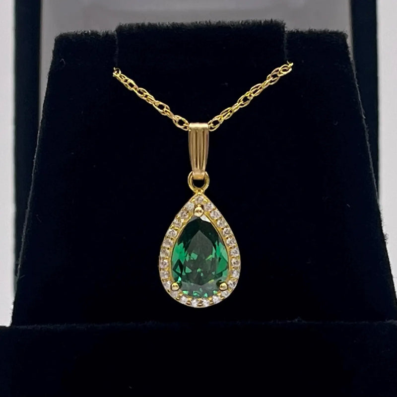 Pear Cut Emerald Necklace EN25 - TUZZUT Qatar Online Shopping