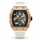 Rose Gold Skeleton Dial Watch with White Silicone Strap WR4567