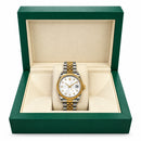 Elegant Two-Tone Silver & Gold Analog Wristwatch with White Dial RLX444