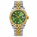Two-Tone Silver & Gold Analog Wristwatch with Green Dial RLX333